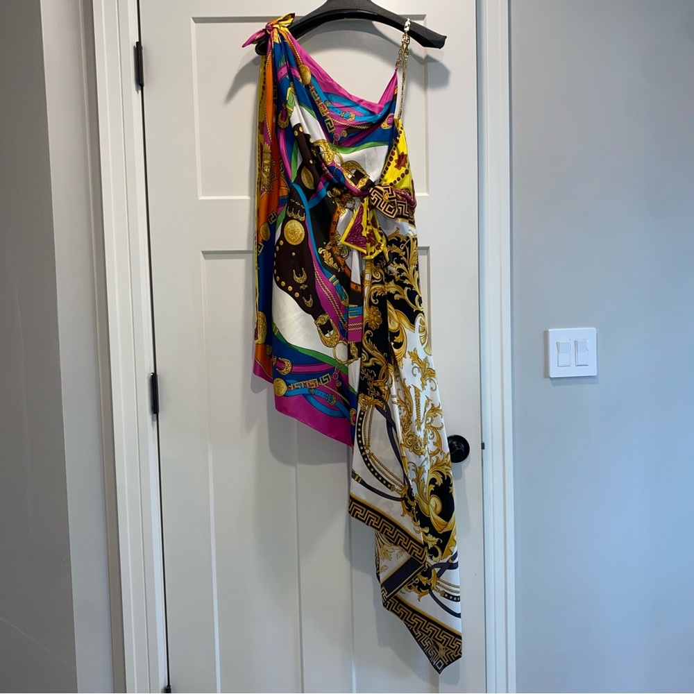 Versace Yellow and Pink Woven Dress